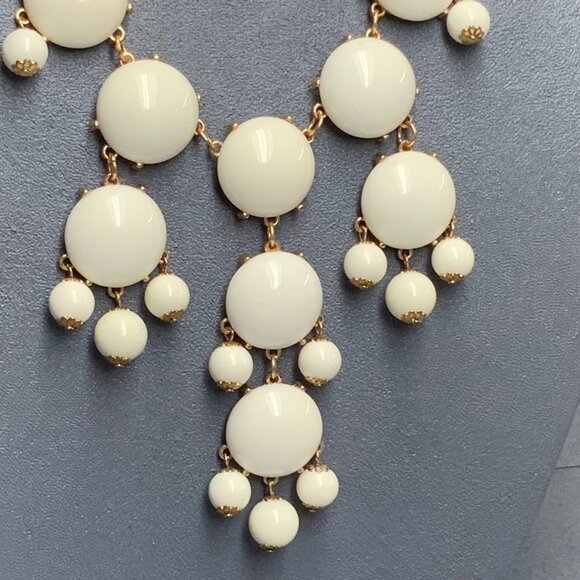 Bubble Statement Necklace 25 In White Round Beads Gold Copper Chain Classic Y2K - Picture 4 of 9